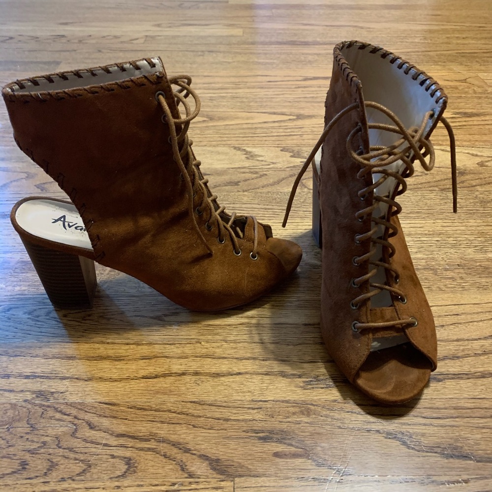 Avanti Brown Lace Up Heels